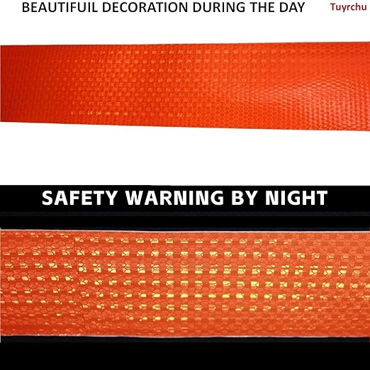 Industrial Reflective Tape Orange 3 inch Wide, Outdoor Waterproof High Visibility Safety Warning Adhesive Strips (66 feet, 5 Rolls)