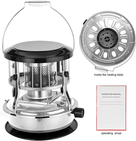 Indoor & Outdoor Kerosene Heater, Radiant Heating, Portable Non-Electric 9000 BTU Kerosene Stove for Camping, Hunting, Cooking (White)