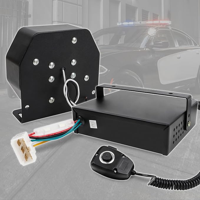 Police Siren for Car 8 Tones Warning Emergency Siren PA System with Handheld Microphone 12V 200W for The Ambulance,Fire Truck,Engineering Siren for Vehicle