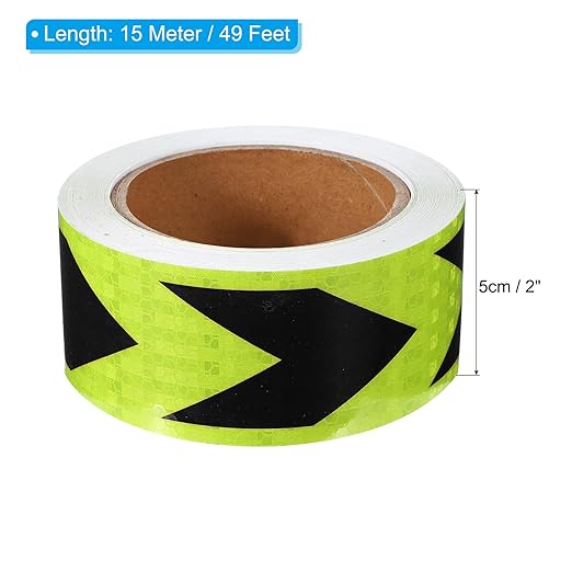 PATIKIL Reflective Tape, 2 Inch x 49 ft Waterproof Self Adhesive High Visibility Safety Warning Arrow Tape Outdoor Reflectors for Trucks Trailers Cars, Green Black