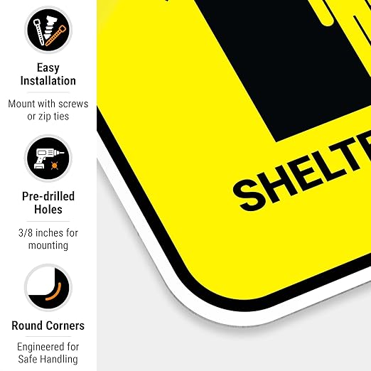 Shelter in Place with Up Arrow Sign, 12x18 Inches, 55 mil Thick HDPS (high Density polystyrene), Made in USA by Sigo Signs