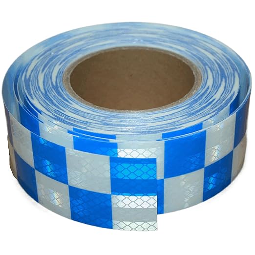 Reflective Tape Blue White 2 inch Wide for Cars, Outdoor Waterproof High Visibility Safety Warning Adhesive Strips (66 feet)