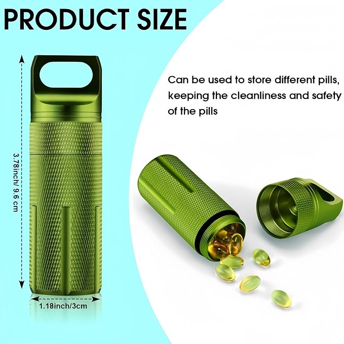 Large Waterproof Survival Container Sealed Storage Box Medicine Bottle Aluminum Alloy Crush-Resistant Airtight Portable for Camping Hiking Emergency Kits (Orange Black)