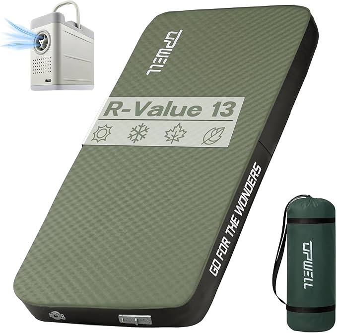 UPWELL Self Inflating Sleeping Pad 4.5" Thickness Camping Mattress with Solid Foam Single Sleeping Mat Portable Fast Inflation for Outdoor Mat Portable Roll Up，with air Pump