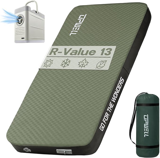 UPWELL Self Inflating Sleeping Pad 4.5" Thickness Camping Mattress with Solid Foam Single Sleeping Mat Portable Fast Inflation for Outdoor Mat Portable Roll Up，with air Pump