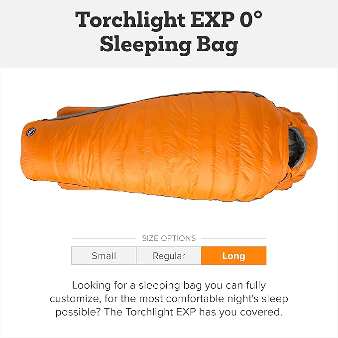 Big Agnes Torchlight EXP - 650 RDS DownTek Ultralight Sleeping Bag, Backpacking Gear, Compact Cold Weather Camping Mummy