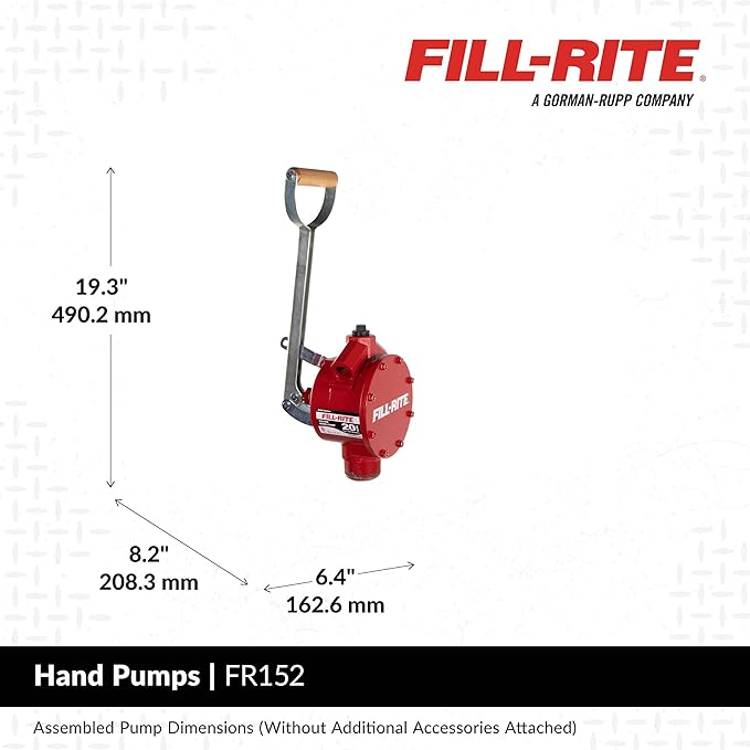 Fill-Rite FR152 Piston Hand Pump with Hose & Nozzle Spout, Red