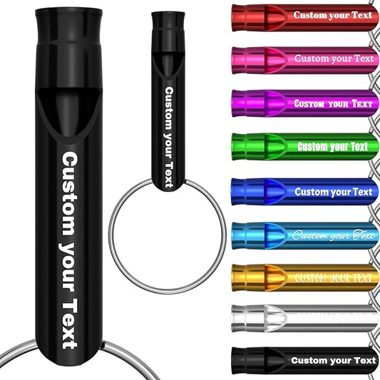 20 Pcs Custom Emergency Whistles with Keychains, Personalized Loud Safety Survival Whistle Engraved with Name/Text, Bulk Whistles for Outdoor Sports, Camping, Hiking, Boating, Hunting