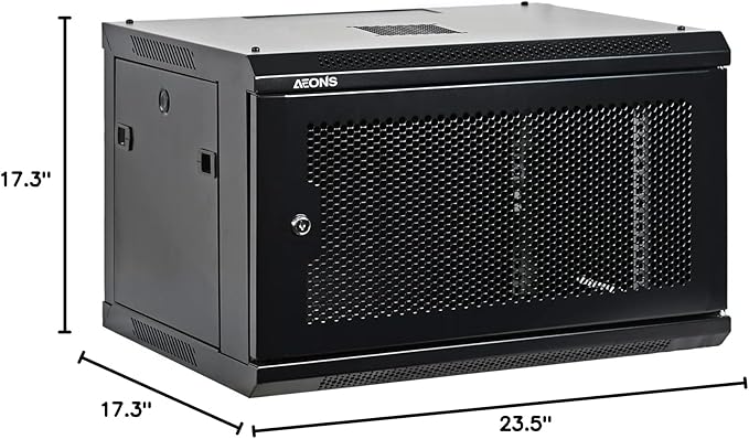 6U Professional Wall Mount Network Server Cabinet Enclosure 19-Inch Server Network Rack Meshed Door Low-Profile Black