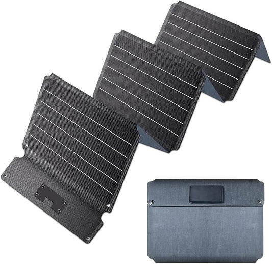 54W Portable Solar Panel, EFTE Foldable Solar Panel Charger IP65 Waterproof with 3 Outputs USB-A Type-C DC for Camping Hiking RV Outdoor Compatible with Mobile Phones Power Bank Camping Lamps