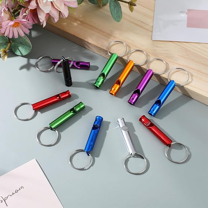 TIESOME 35 Pcs Whistle Keychain, Aluminum Extra Loud Emergency Safety Whistles with Key Ring, Survival Whistle for Camping, Hiking, Boating, Hunting, Outdoor Protection