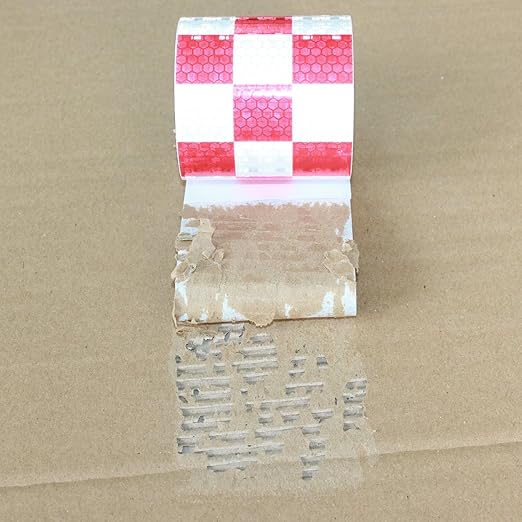 Red and White Reflective Tape Outdoor Waterproof 3 inch X 10 feet, High Visibility Conspicuity Safety Industrial Marking Tape
