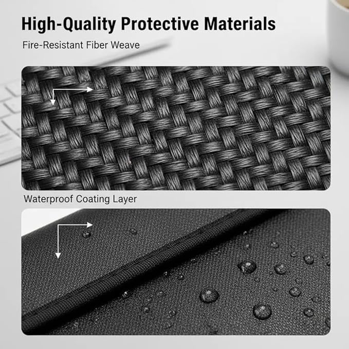 Fireproof Document Bag, Waterproof Storage Pouch with Zipper, 15 x 11 inches, Water and Fire Resistant Safe Envelope for Legal Documents, Valuables, Cash Storage, Black (Black, Horizontal Style)