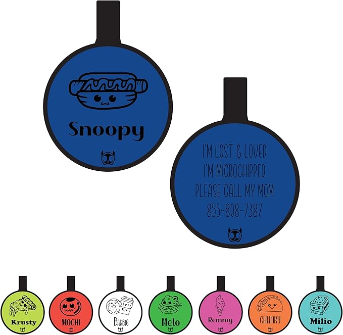 Silent Identification with Waterproof and Durable Silicone Dog Tags: Lightweight, Allergen-Free, and Customizable Round Foods Blue