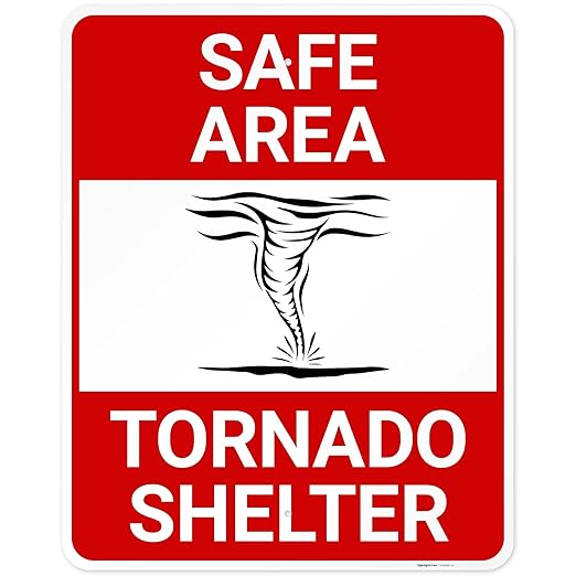 Safe Area Tornado Shelter Sign, 24x30 Inches, Rust Free .063 Aluminum, Fade Resistant, Made in USA by Sigo Signs