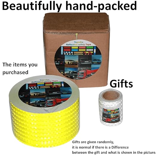 Fluorescent Yellow Reflective Tape 4 inch, Outdoor Waterproof High Visibility Warning Safety Industrial Marking Tape (68 feet)