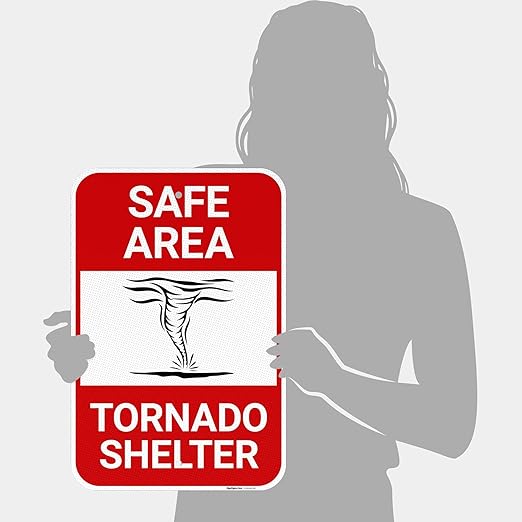 Safe Area Tornado Shelter Sign, 12x18 Inches, 3M EGP Reflective .063 Aluminum, Fade Resistant, Made in USA by Sigo Signs
