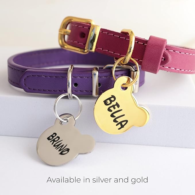Custom Pet ID Tag, Personalized Engraved Stainless Steel Boy & Girl Pets Identification Tags, Emergency Lost Dog Tags, Cute Puppies Tag with Phone Number