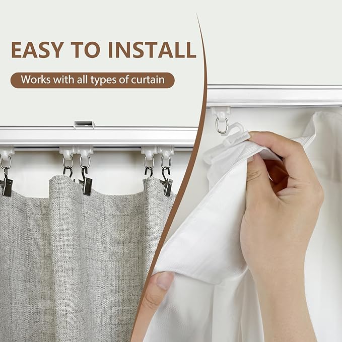 Curtain Tracks Ceiling Wall Mounted Heavy-Duty Curtains Rails Room Divider Curtain Track for Living Room Bedroom Room Shower Divider White 3ft To 9 ft…