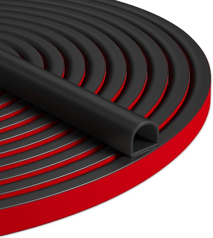20FT Weather Stripping Door Seal - Self Adhesive Weather Insulation Strip Weatherstripping Silicone D Shaped Seal Strip Door Frame Gap Filler/Window Soundproofing