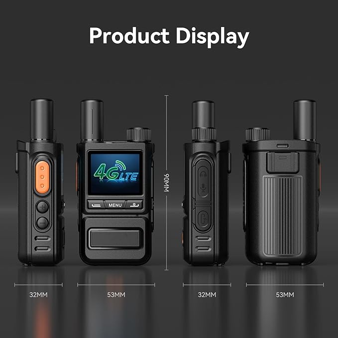 Global Rapid Walkie Talkies Unlimited Range 4G LTE PoC Radios Nationwide PTT Two-Way Radios 5000+ Miles,Long Distance Radios for Truck Fleet,Construction site, 2Units with SIM Card