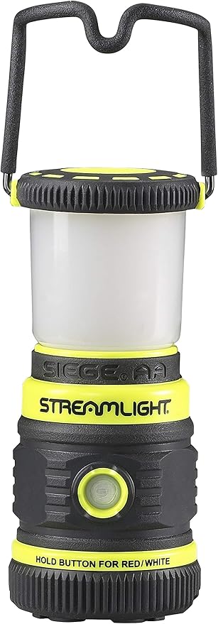 Streamlight 44943 Siege AA 200-Lumen Lantern with White & Red LEDs and Magnetic Base for Camping & Emergencies, Yellow