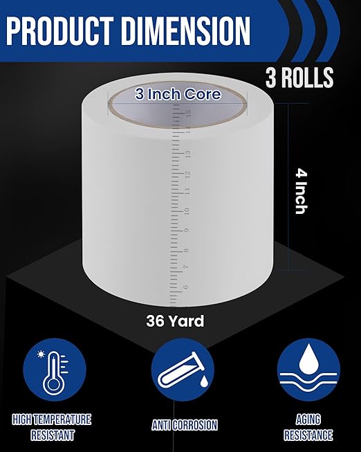 Lichamp 3 Rolls Vinyl Tape, Premium Safety Marking and Traffic Floor Marking Tape, Bundling, Social Distancing, 4 Inch x 36 Yards per Roll, 108 Total Yards, White