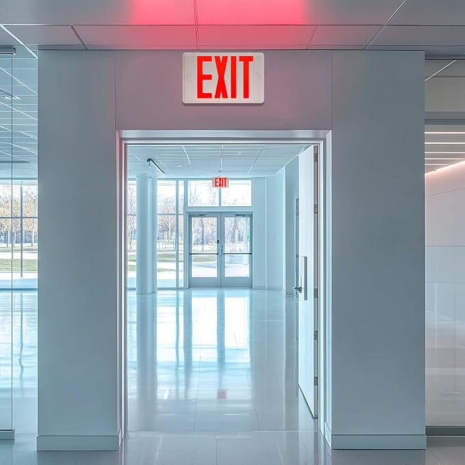 Exit Sign with Battery Backup,Commercial Exit Signs, Red Emergency Exit Light,Combo for Business,Dual-Sided, UL Certified, 120V/277V AC,2 Pack