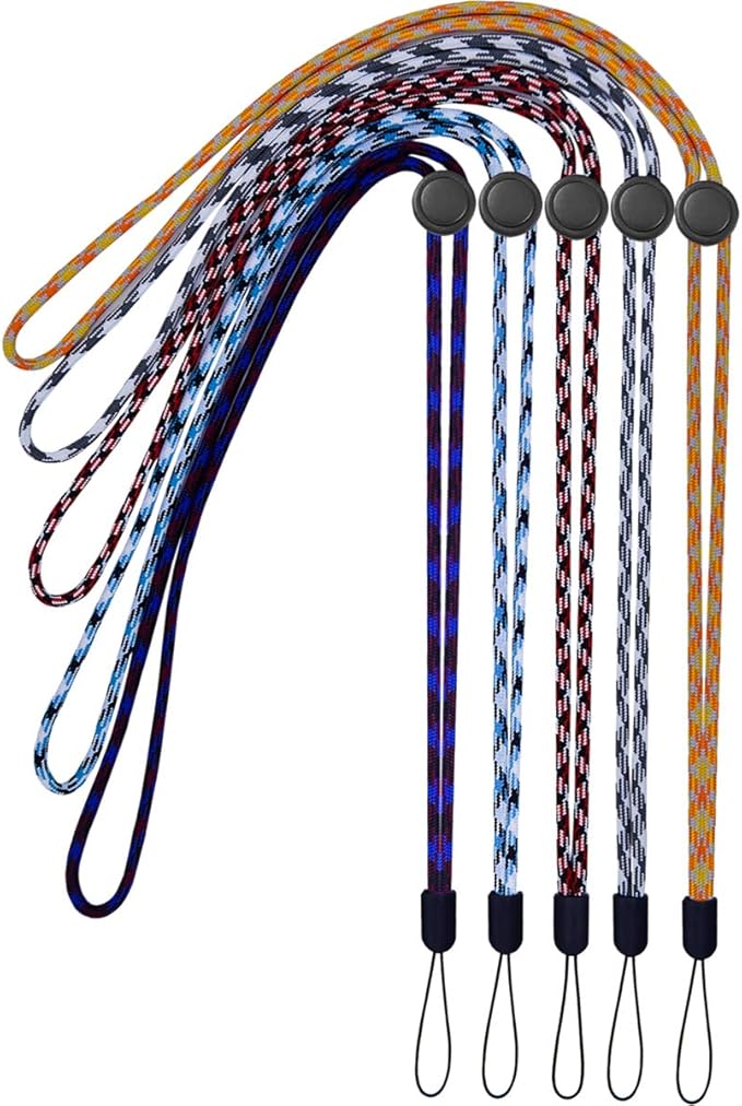 YOUOWO 5 Pack 5 Colours Adjustable Lanyards Neck Strap Lanyard For Keys Pen Phone ID Badges Holder