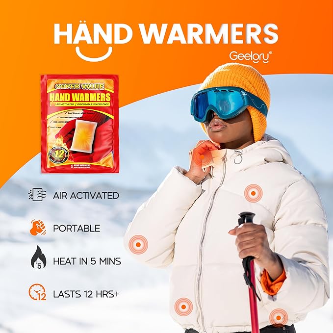 Hand Warmers Disposable 10/30/55/90/175/125/240/375/500/700Pcs, Long-Lasting Up to 12 Hours for Warm Body, Safe Portable Hand Warmers for Hand & Foot, Heater for Camping, Fishing, Winter