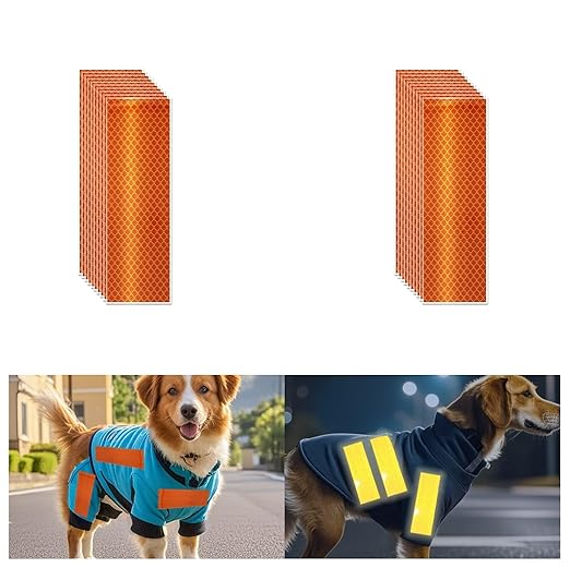 Non Fading Orange Reflective Stickers 2 inch X 6 inch, Outdoor Waterproof High Visibility Warning Safety Adhesive Reflector Tape (20 Pcs)