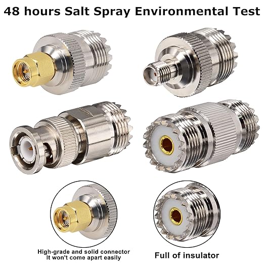 PL259 SO239 Adapter Kit 4-Pack, SO239 to SMA Male/SMA Female/BNC Male/SO239 RF Adapter Connector, w/ 1.3ft PL259 Jumper Cable RG58 Coaxial Cable for CB Ham Radio Extension