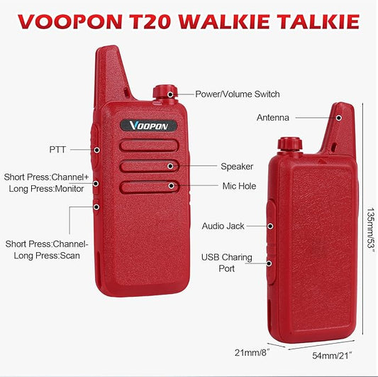 Rechargeable walkie talkies Two-Way Radios - 22 FRS Channels with Earpieces, VOX & Noise-Cancelling Long-Range for Family, Camping, Outdoor Adventures Compact USB-Charged Transceivers