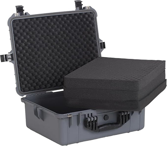 MEIJIA Portable All Weather Waterproof Protective Hard Case,Compact Camera Case with Customizable Fit Foam,Fit Use of Drones,Camera,Equipments,20.62 x16.85x8.11inches(Grey)