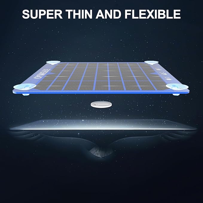 OYMSAE 7.5W 12V Blue Solar Panel Portable Waterproof Trickle Battery Charger & Maintainer for Car Boat RV with Cigarette Lighter Plug & Alligator Clip