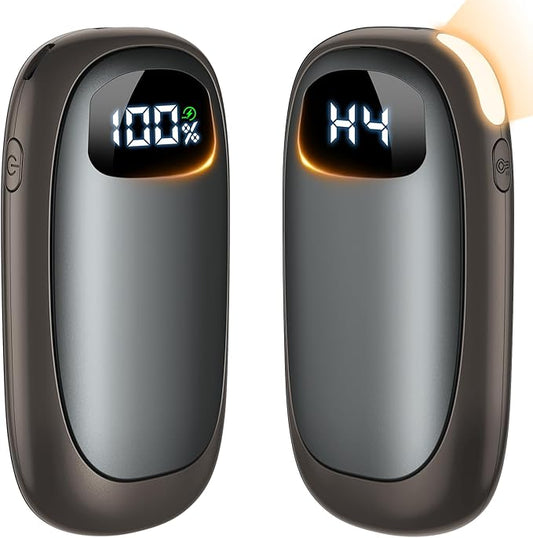 Hand Warmers Rechargeable-Electric Hand Warmers, Max 16 Hrs Warmth Up to 127℉, LED Display & Flashlight, Dual-Side Heating Portable Heater, Hunting Camping Essentials, Gifts for Men Women Raynauds