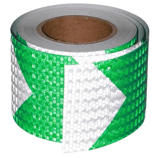Reflective Tape Green White 4 inch Wide for Truck, Outdoor Waterproof High Visibility Safety Warning Adhesive Strips (66 feet)