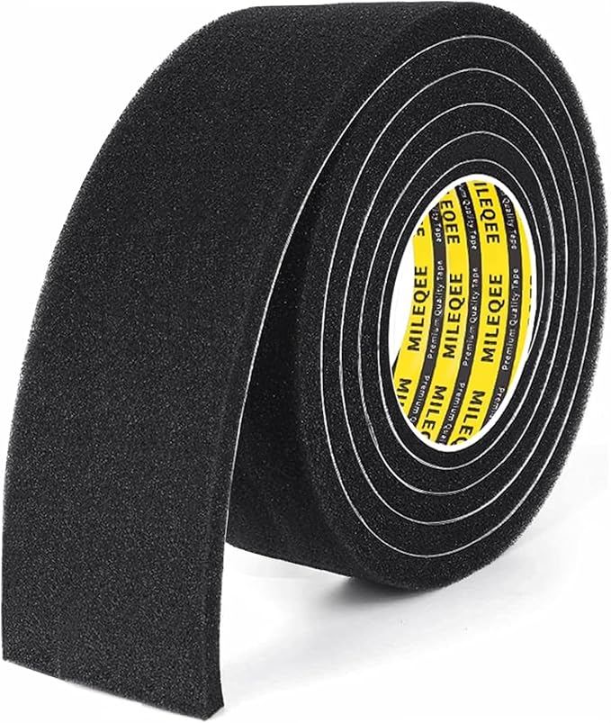 Single-Sided Adhesive Foam Tape Low-Density, Super Soft Easy Adjust Sealing Strip for Window Door Air Gap, Sponge Draft Blocker and Sound Reducer, 1.96in x 6.6FT Black