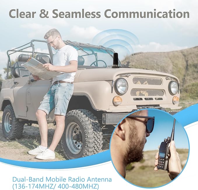 Maswell Vehicle Ham Radio Antenna - Dual Band VHF/UHF 136-174MHz 400-470MHz 144/430MHz Large Magnet Base, PL259 16ft Cable, Compatible with Car, Marine, GMRS, CB, and Amateur Radios