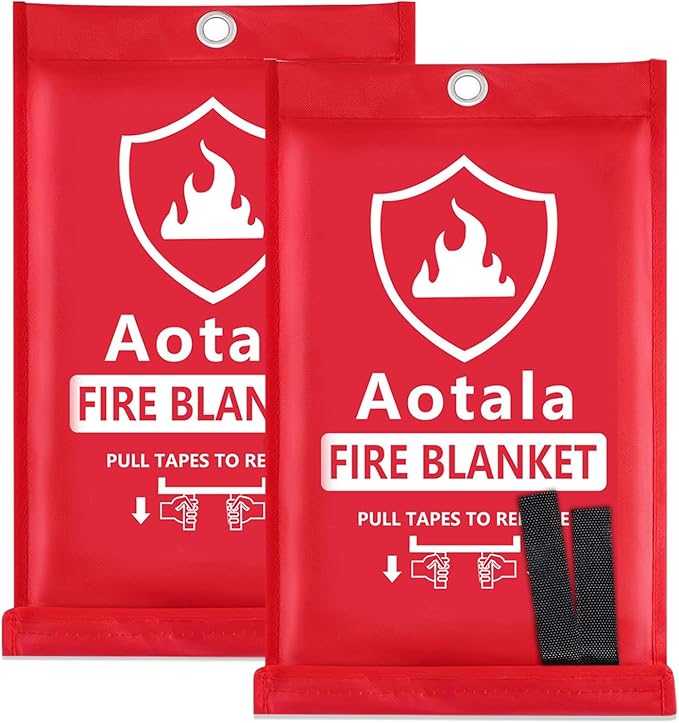 Fire Blankets Emergency for Home and Kitchen Fire Emergency Blanket for Home Fireproof Blanket for Camping, Grill, BBQ, Picnic, Fireplace, Office