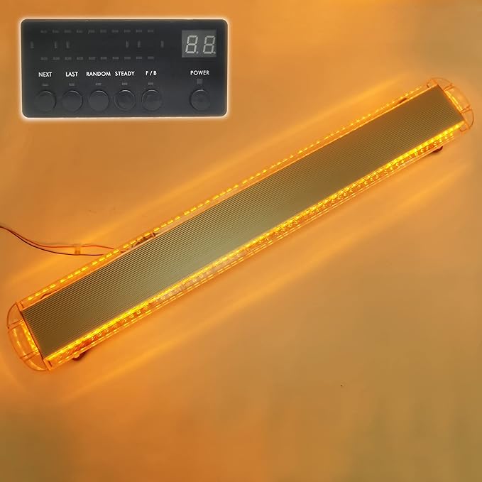 CFLMYYXGS 63" 120 LED Amber Emergency Warning Light Bar 12V-24V Strobe Flashing Beacon Light for Recovery Rescue Wreckers Tow Trucks Emergency Vehicles Snowplows Cranes Construction Vehicles Use