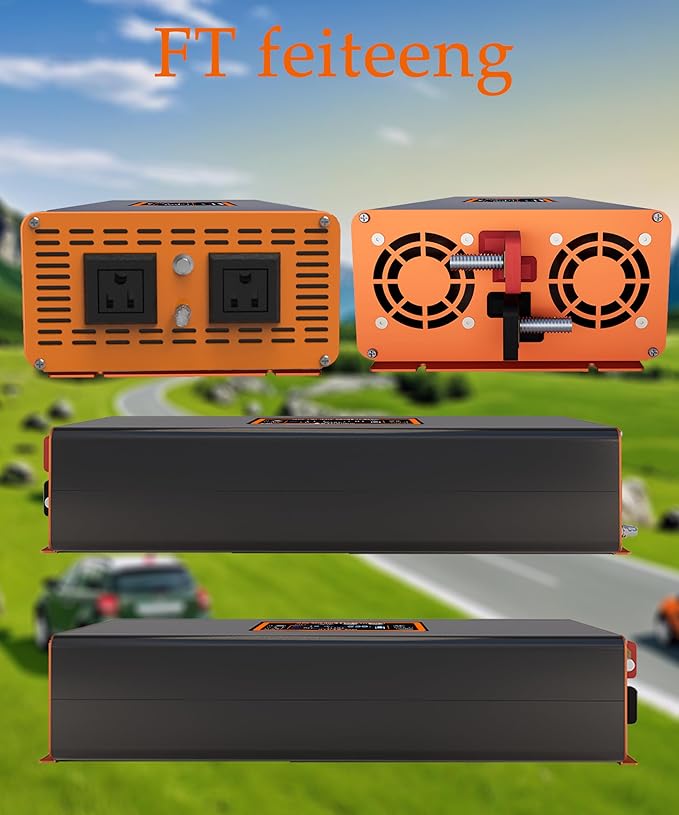 2400w Inverter, 1200w Pure Sine Wave Inverter, 12v to 110v/120v Ac Car Inverter, Peak 2400w, Power Inverter with Type-C Port Dual AC Power Outlets 3 USB Ports LCD Display Wireless Remote Control