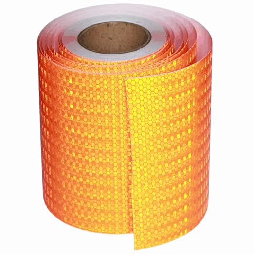 Orange Reflective Tape Outdoor Waterproof 8 inch Wide, High Visibility Industrial Marking Tape, Safety Adhesive Stickers (68 feet)