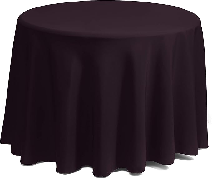 Gee Di Moda Round Tablecloth - 70 Inch Eggplant Round Table Cloth for 24 to 48 Inch Round Tables - Heavy Duty Washable Fabric - for Buffet Table, Holiday Party, Dinner, Wedding & Baby Shower
