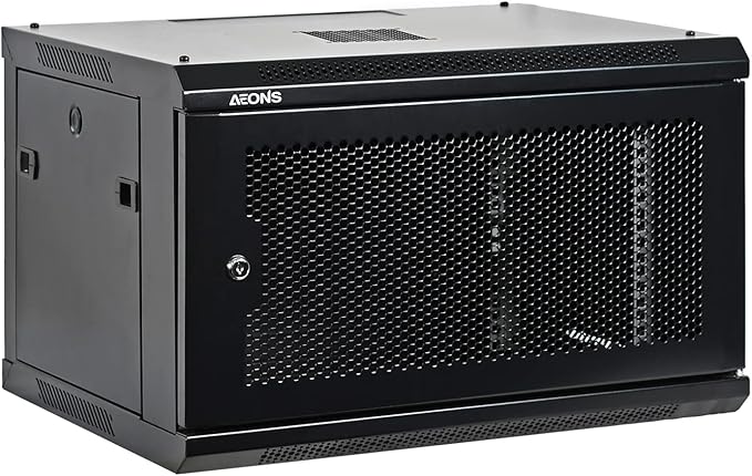 6U Professional Wall Mount Network Server Cabinet Enclosure 19-Inch Server Network Rack Meshed Door Low-Profile Black
