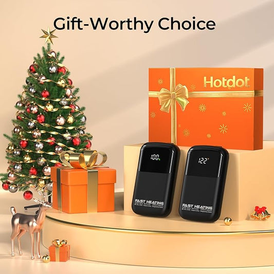 Hotdot Hand Warmers Rechargeable, Heat Levels (104–131°F), Real-Time Temp & Battery Display, Electric Hand Warmers, Fast Heating, Fits in Gloves/Pocket, Gifts for Women & Men