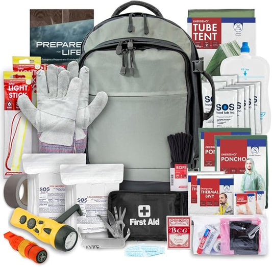 Urban Survival Bug-Out Bag/Go Bag and Disaster Survival Supplies for up to 6 People | Survival Kit for Wildfires, Hurricane, Civil Unrest & More