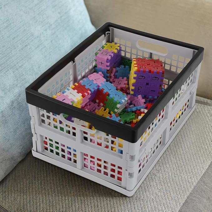 Jekiyo 16-Liter Folding Crates Storage, Collapsible Container Plastic, Set of 3