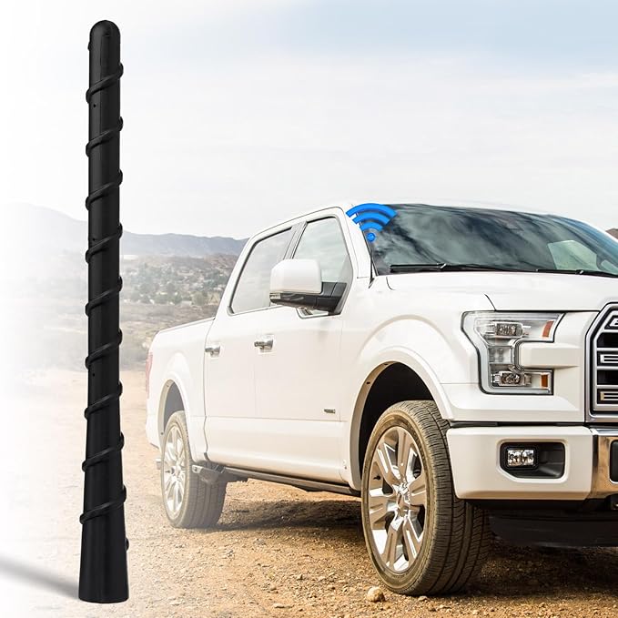 SZSAUTO Car Truck Spiral Antenna, 7 Inch Waterproof PVC Rubber Antenna Mast Replacement, Vehicle Radio FM AM Antennas, Flexible Short Antenna for Cars Trucks SUVs Off-Roads