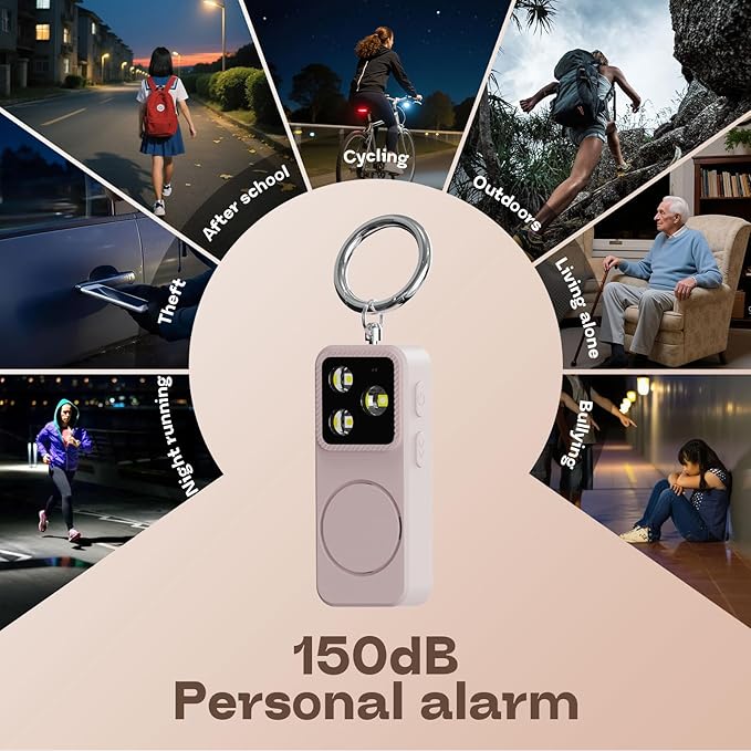Personal Safety Alarm & Self Defense Keychain, Loud Siren with Strobe Light, Reusable Protection for Jogging, Walking Alone (Cyan)